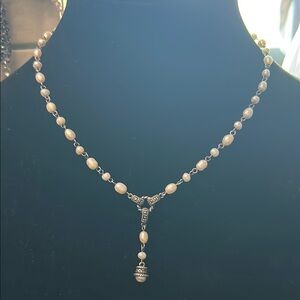 Vintage Elegant Silver and Pearl Beaded Necklace